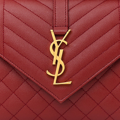 Saint Laurent Grain De Poudre Textured Mixed Matelasse Triquilt Medium Monogram Satchel Oxblood 8 of 13