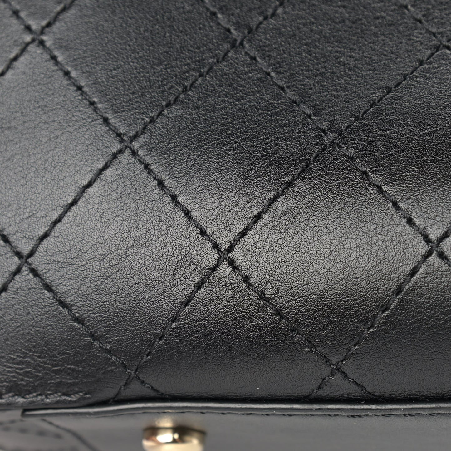 Calfskin Stitched Shopping Tote Black