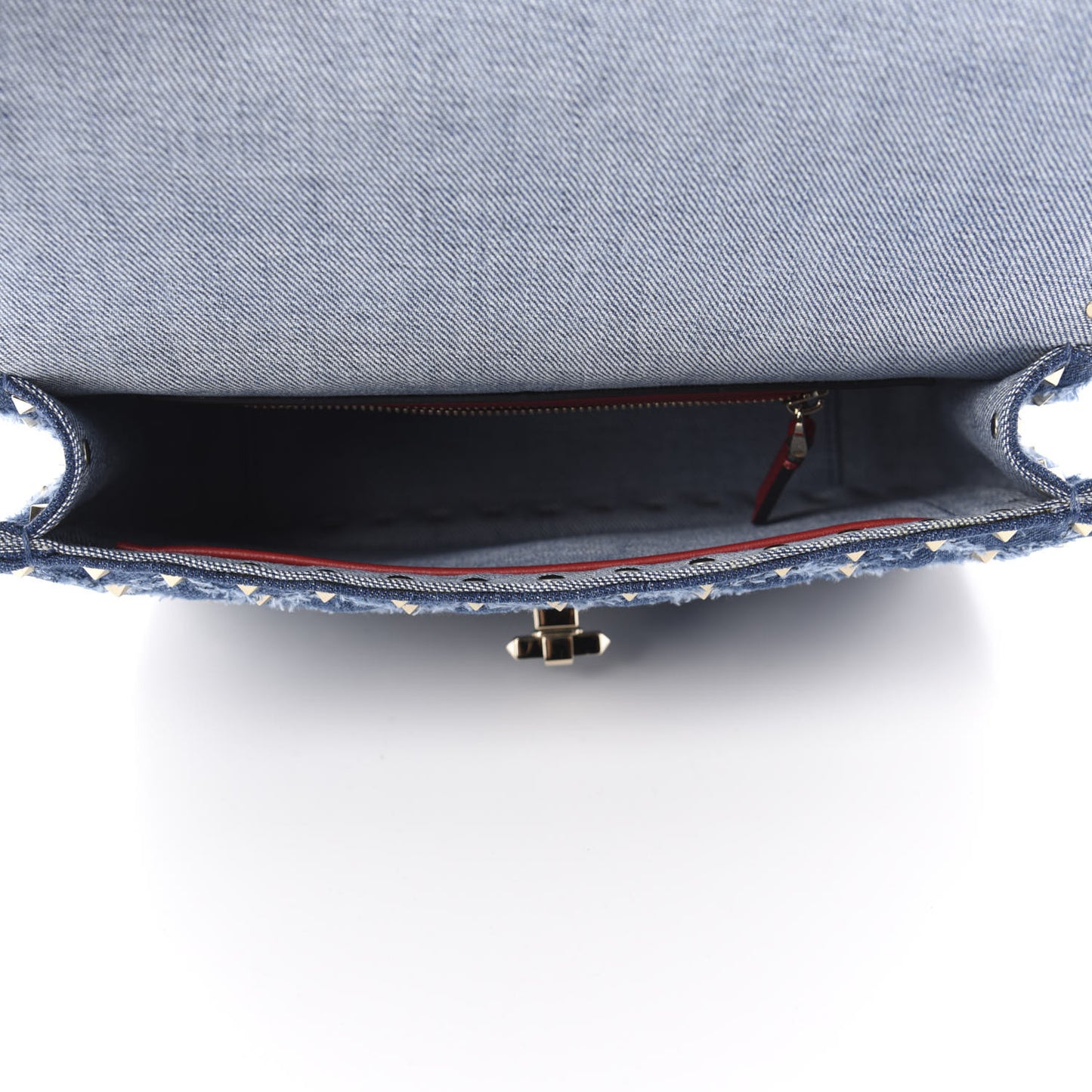 Denim Medium Rockstud Spike Shoulder Bag Denim