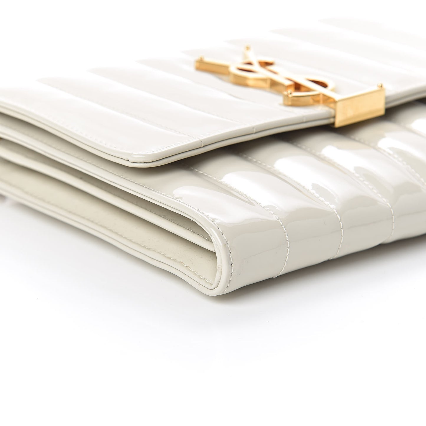 Patent Calfskin Matelasse Monogram Vicky Chain Wallet Off White