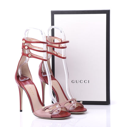 Gucci Malaga Kid Aneta Sandals 37.5 Carmine Rose Hibiscus Red 8 of 8