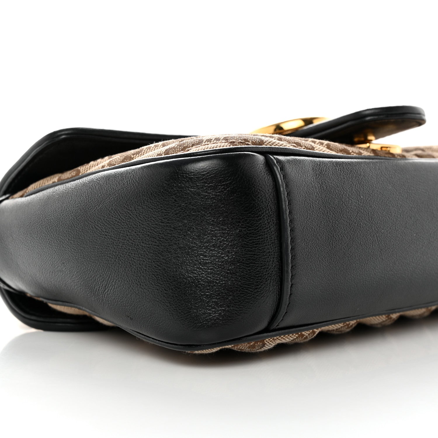 Gucci Monogram Matelasse Diagonal Small GG Marmont Shoulder Bag Beige Black 9 of 12