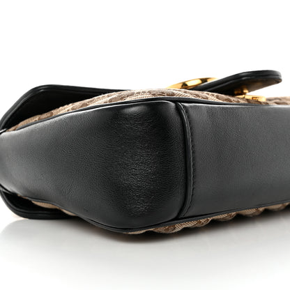 Gucci Monogram Matelasse Diagonal Small GG Marmont Shoulder Bag Beige Black 9 of 12