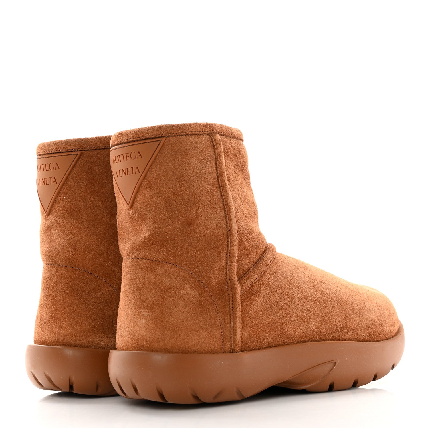 Bottega Veneta Suede Shearling Snap Ankle Boots 37 Caramel 4 of 11