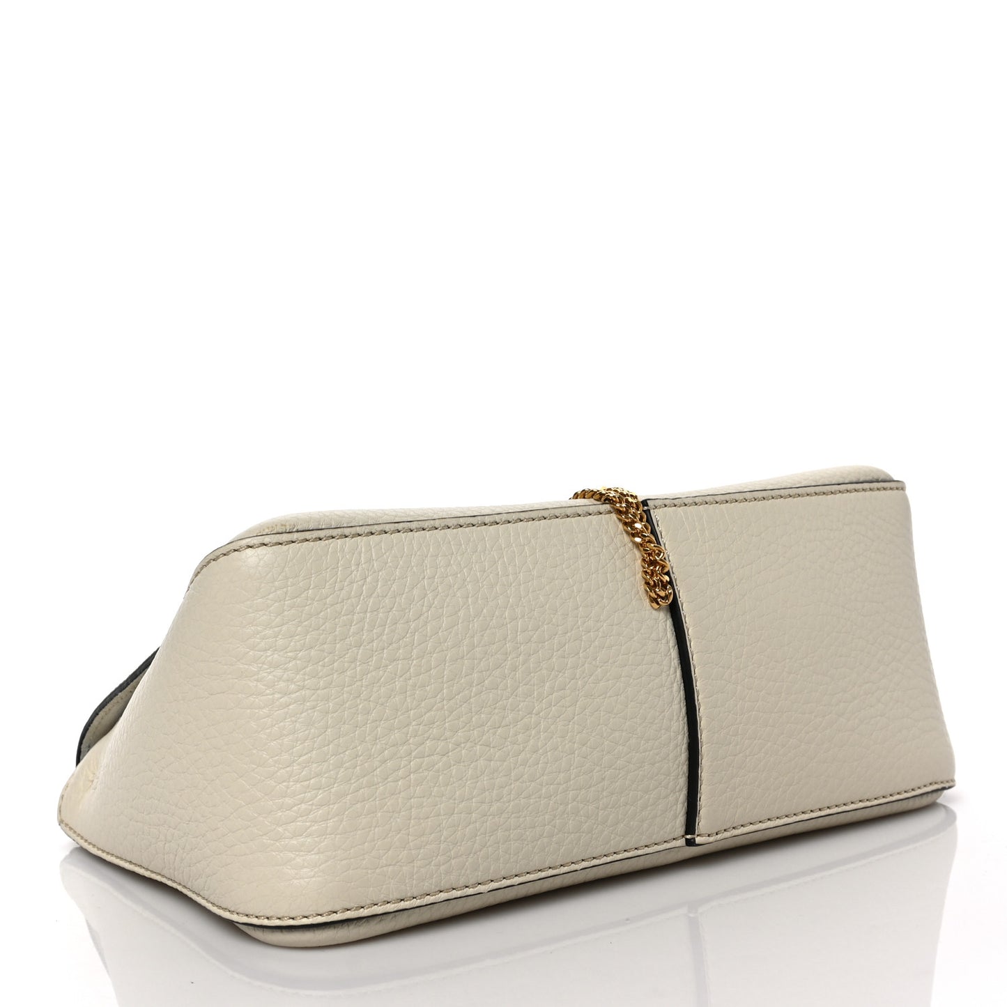 Pebbled Calfskin Small VRing Shoulder Bag Light Ivory