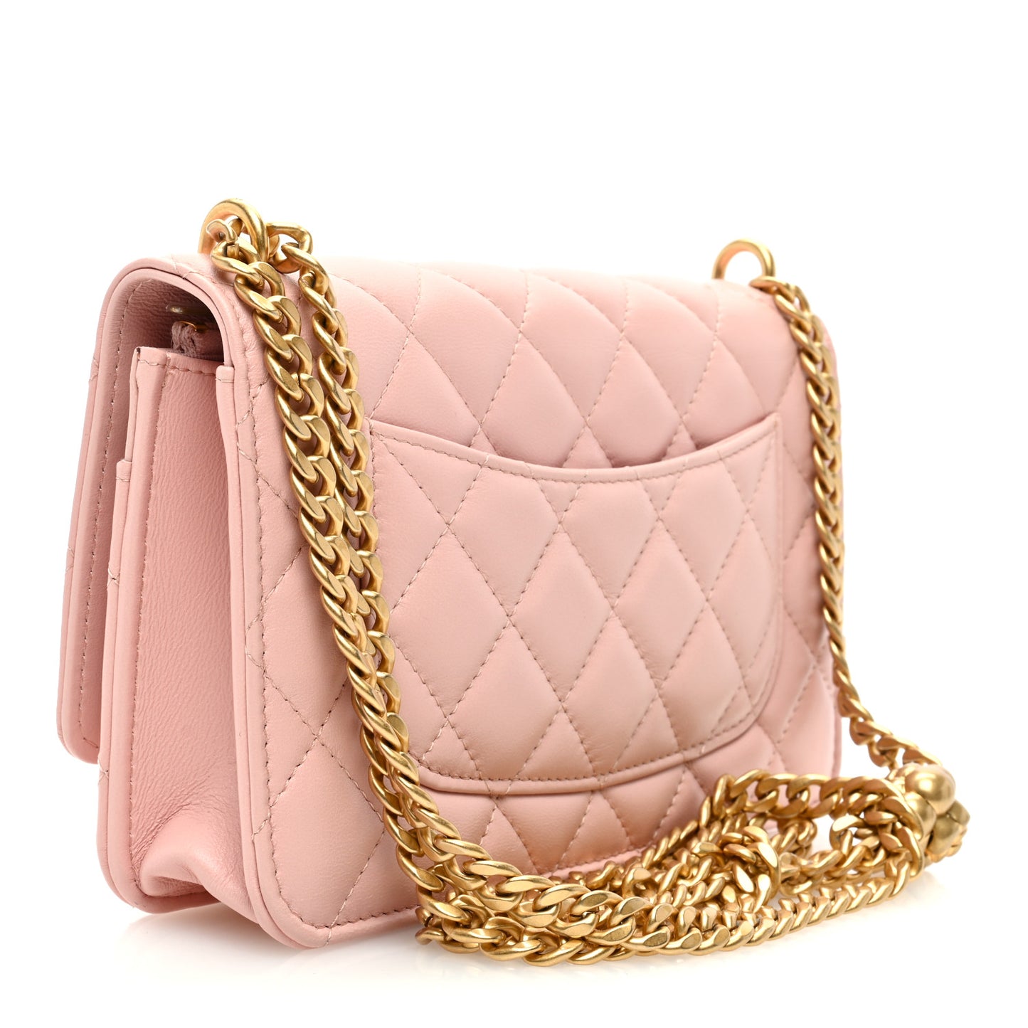 Lambskin Quilted CC Camellia Crush Wallet on Chain WOC Pink
