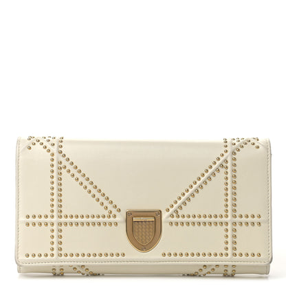 Christian Dior Calfskin Studded Diorama Croisiere Chain Wallet White 1 of 14