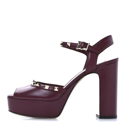 Valentino Garavani Calfskin Rockstud Platform Sandals 38.5 Cerise 1 of 10