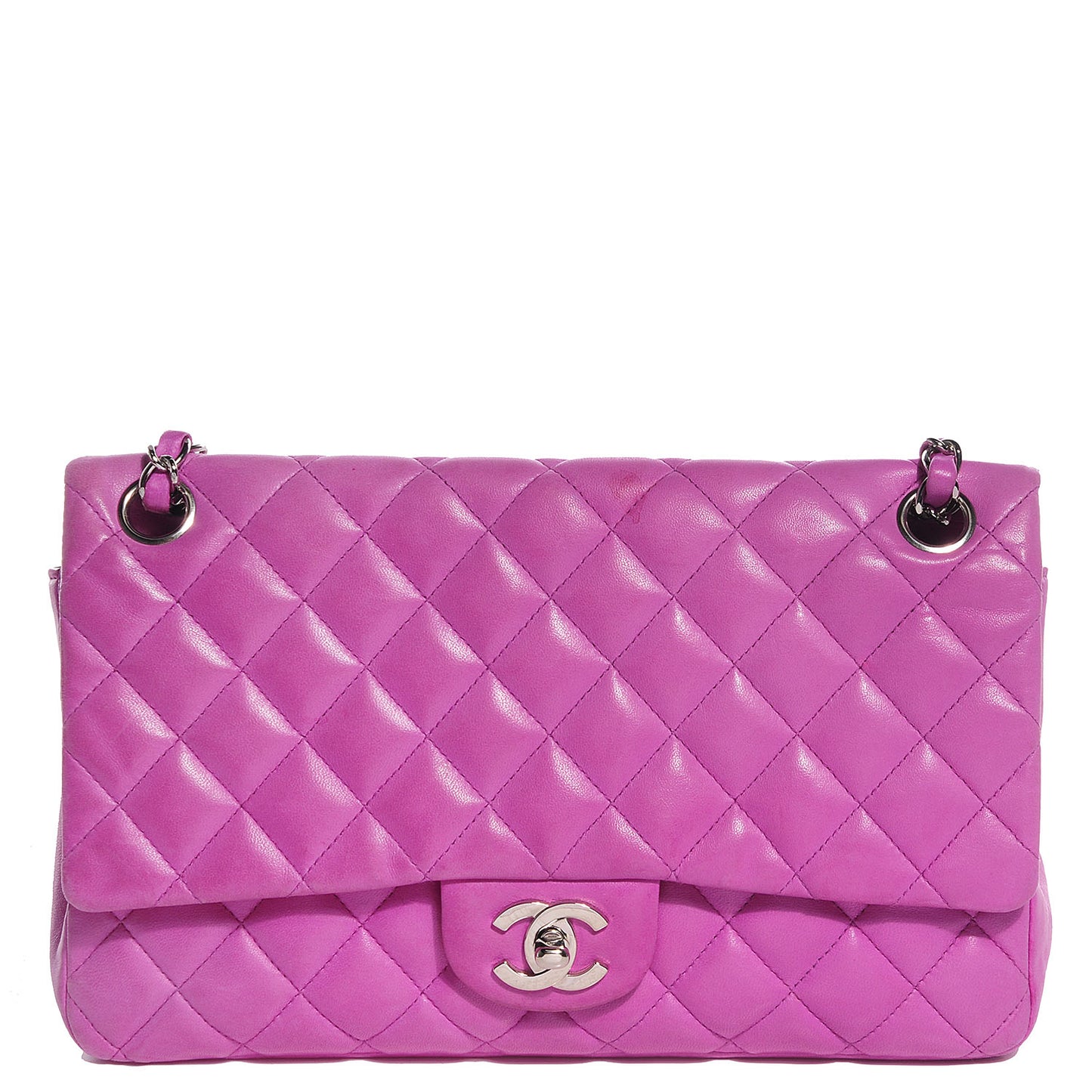 Lambskin Ladybug Medium Single Flap Fuchsia