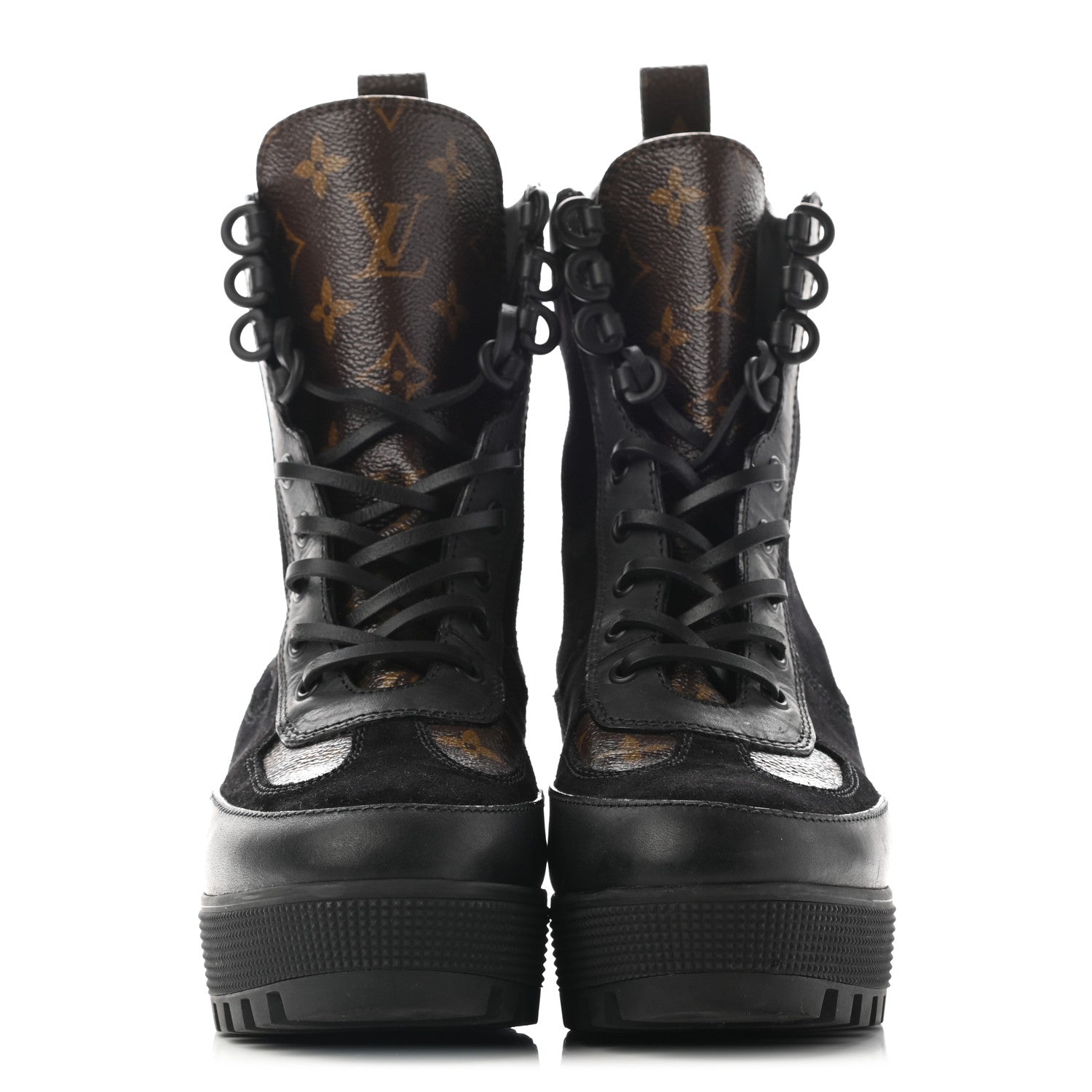 Louis Vuitton Suede Calfskin Monogram Laureate Platform Desert Boots 38.5 Black 2 of 13