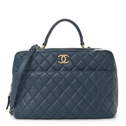 Chanel Lambskin Quilted Large Trendy CC Bowling Bag Blue 1 of 16