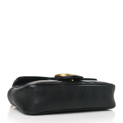Gucci Calfskin Matelasse Super Mini GG Marmont Shoulder Bag Black 4 of 9