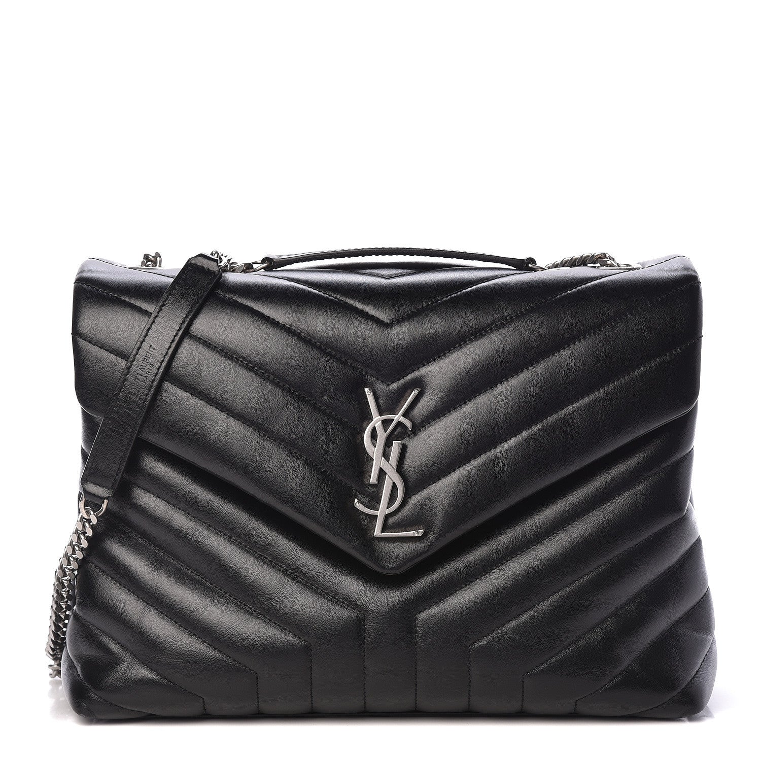 Saint Laurent Calfskin Y Quilted Monogram Medium Loulou Chain Satchel Black 1 of 16