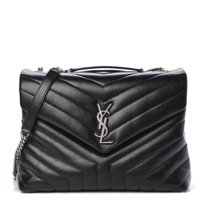 Saint Laurent Calfskin Y Quilted Monogram Medium Loulou Chain Satchel Black 1 of 16