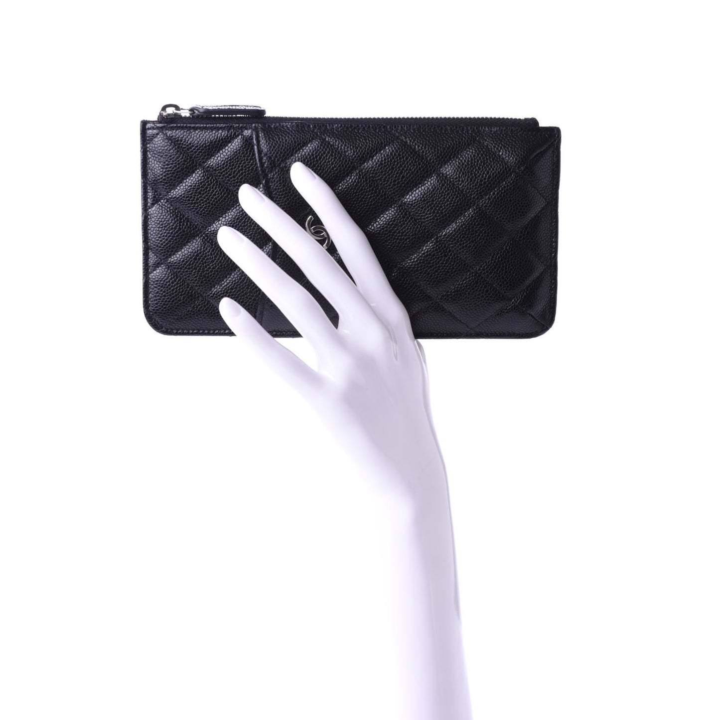 Caviar Quilted Classic Flat Wallet Pouch Black