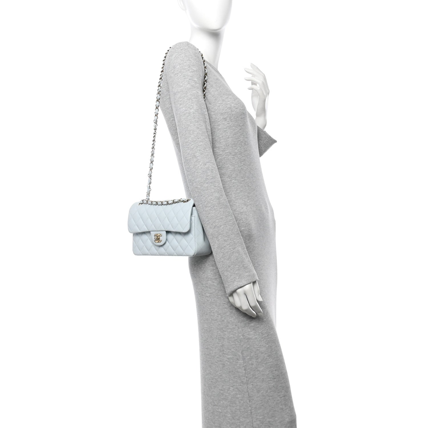 Chanel Caviar Quilted Small Double Flap Light Blue 2 of 11