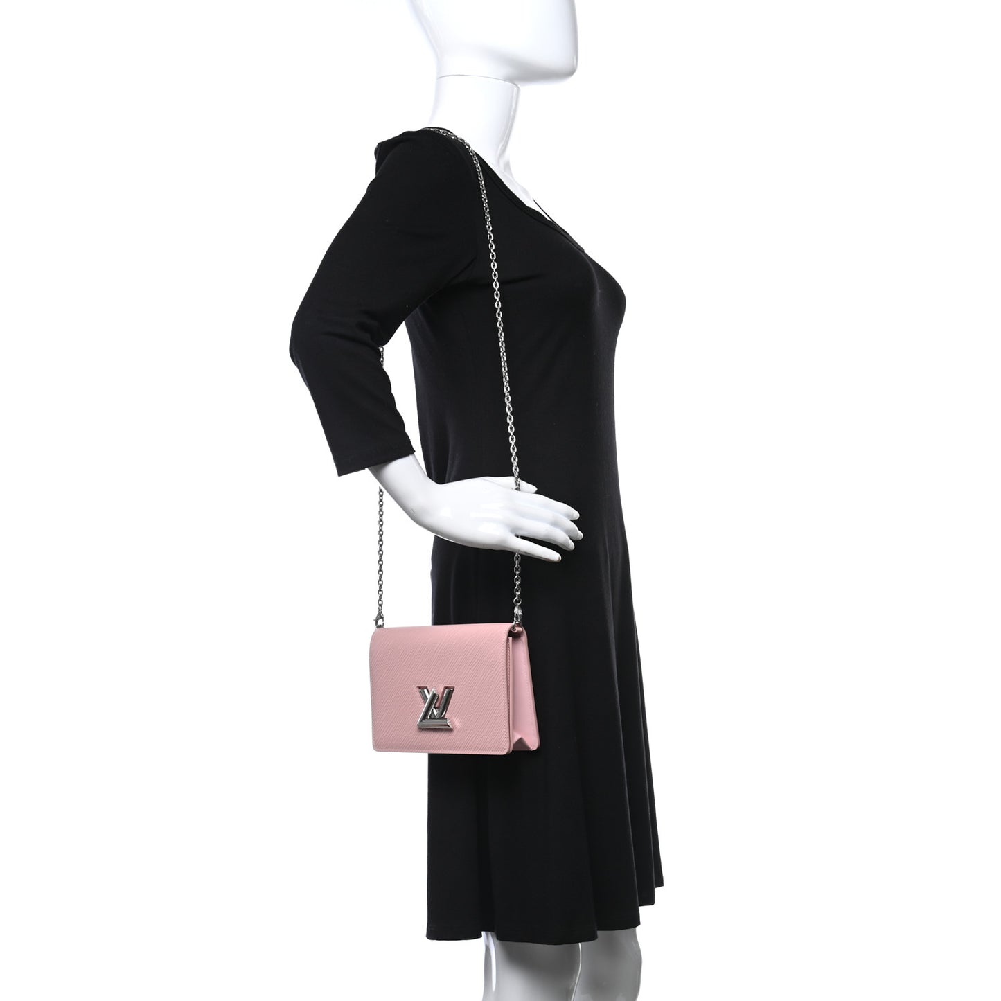 Epi Twist Belt Chain Wallet Rose Ballerine