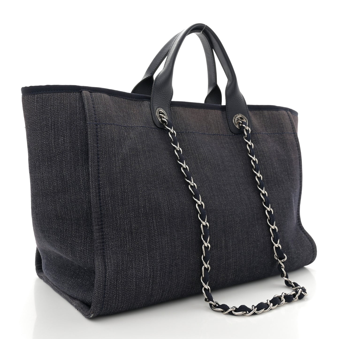Denim Medium Deauville Tote Blue Orange