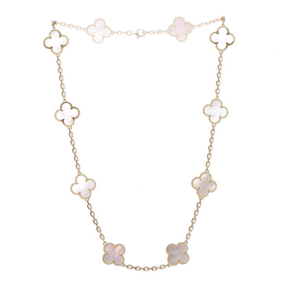 Van Cleef & Arpels 18K Yellow Gold Mother of Pearl 10 Motifs Vintage Alhambra Necklace 3 of 8