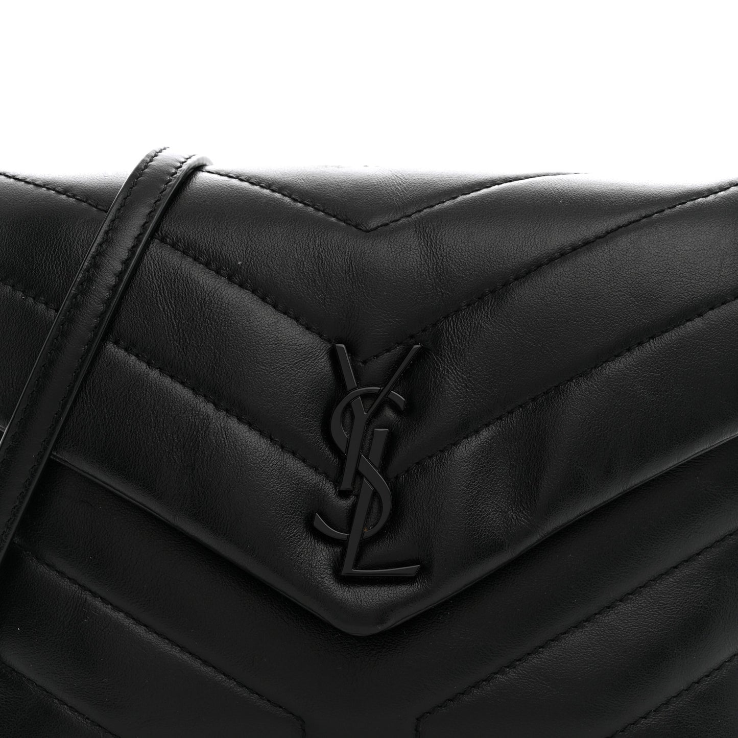 Calfskin Y Quilted Monogram Monochrome Toy Loulou Crossbody Bag Black
