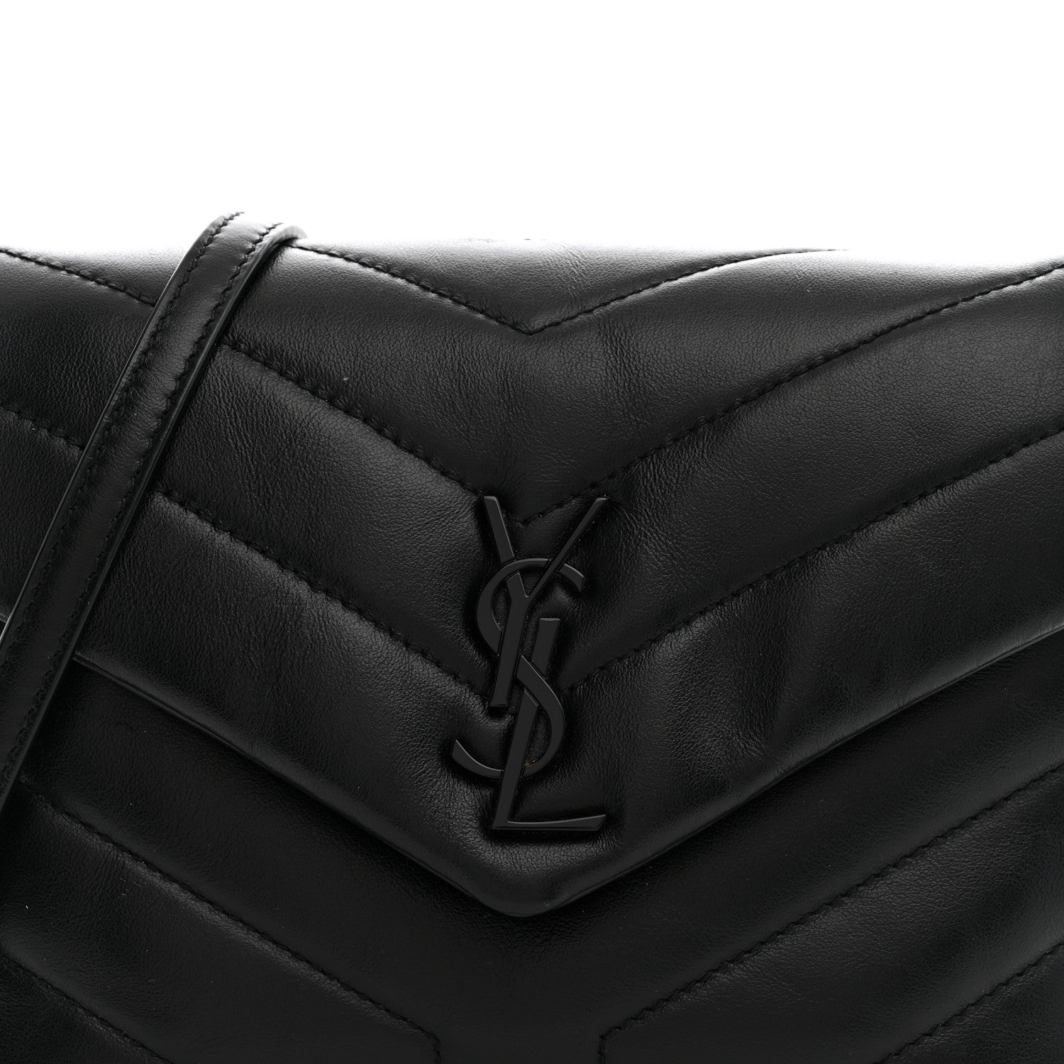 Saint Laurent Calfskin Y Quilted Monogram Monochrome Toy Loulou Crossbody Bag Black 7 of 10