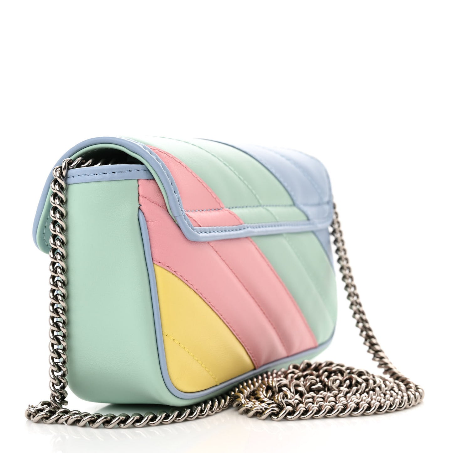 Calfskin Matelasse Diagonal Super Mini GG Marmont Shoulder Bag Multicolor Pastel