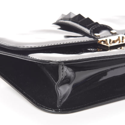 Valentino Garavani Patent Monochrome Medium Glam Lock Rockstud Flap Black 7 of 9