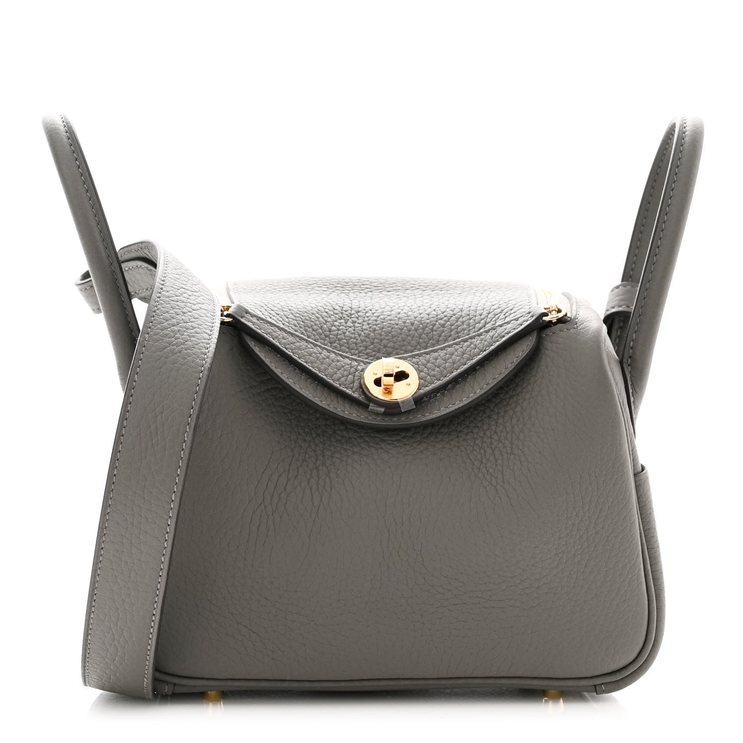 Hermes Taurillon Clemence Mini Lindy 20 Gris Meyer 1 of 11