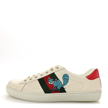 Gucci X FREYA HARTAS Calfskin Miro Soft Web Mythical Creature Embroidered Mens Ace Sneakers 8 New Mystic White 1 of 10