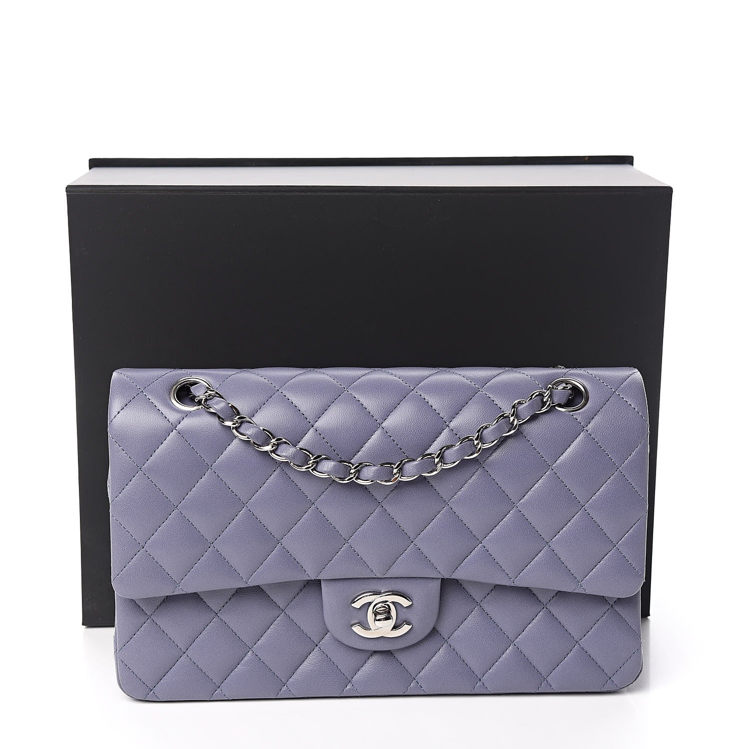 Chanel Lambskin Quilted Medium Double Flap Light Purple 11 of 11