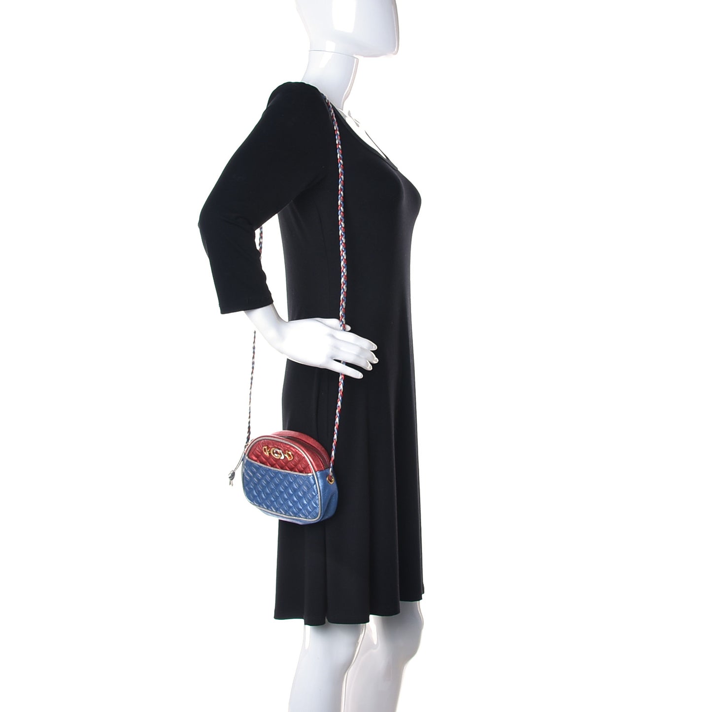 Laminated Nappa Trapuntata Mini Zumi Dome Shoulder Bag Rosso Marine Argento