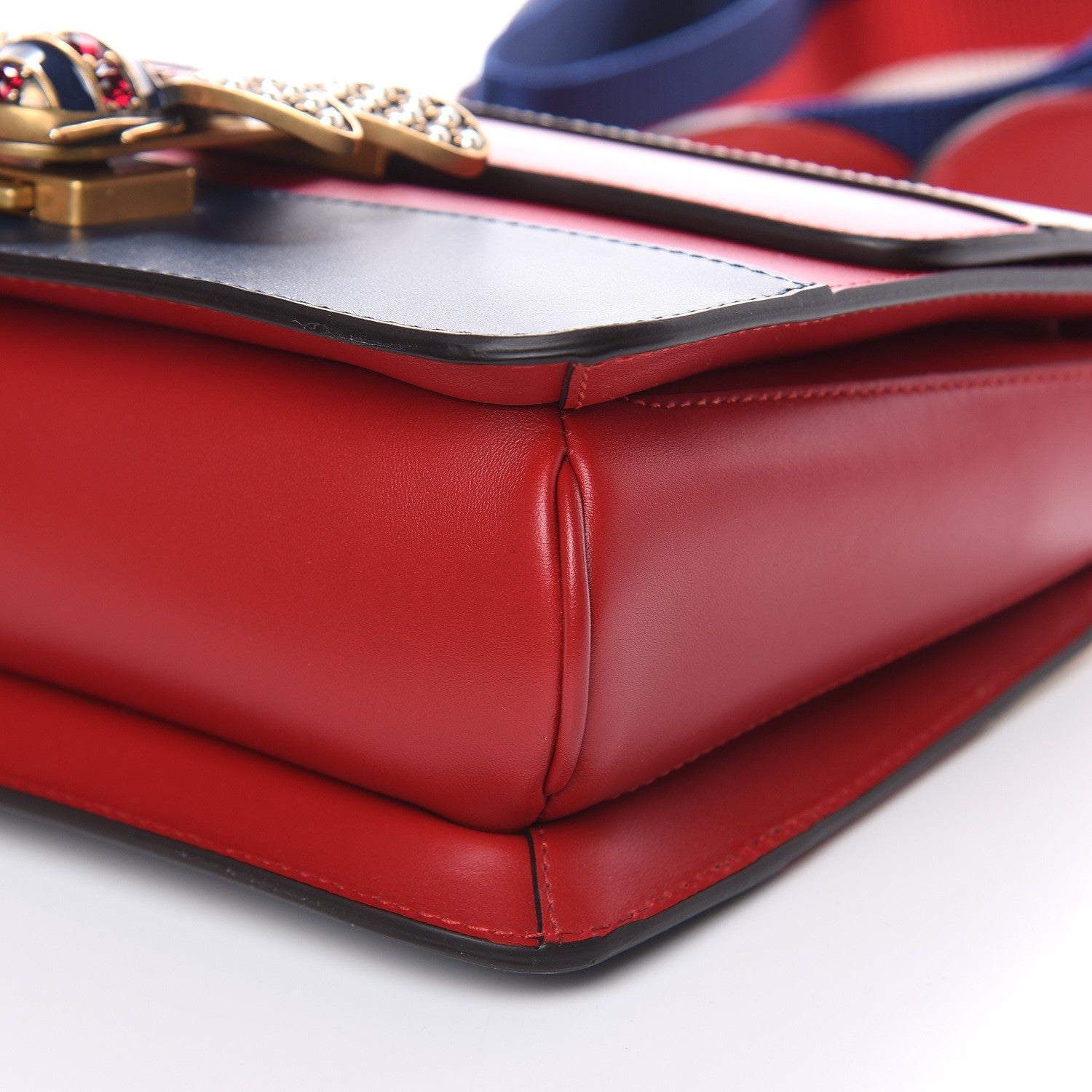 Gucci Calfskin Sylvie Web Queen Margaret Shoulder Bag Blue Agata Hibiscus Red Mystic White 11 of 11