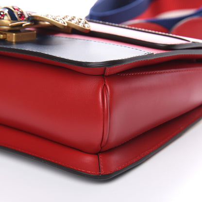 Gucci Calfskin Sylvie Web Queen Margaret Shoulder Bag Blue Agata Hibiscus Red Mystic White 11 of 11