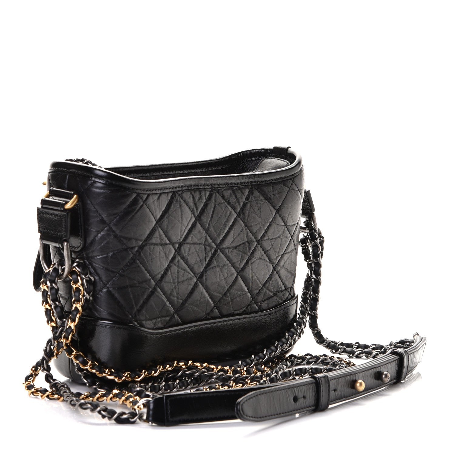 Chanel Aged Calfskin Quilted Small Gabrielle Hobo Black 2 of 8