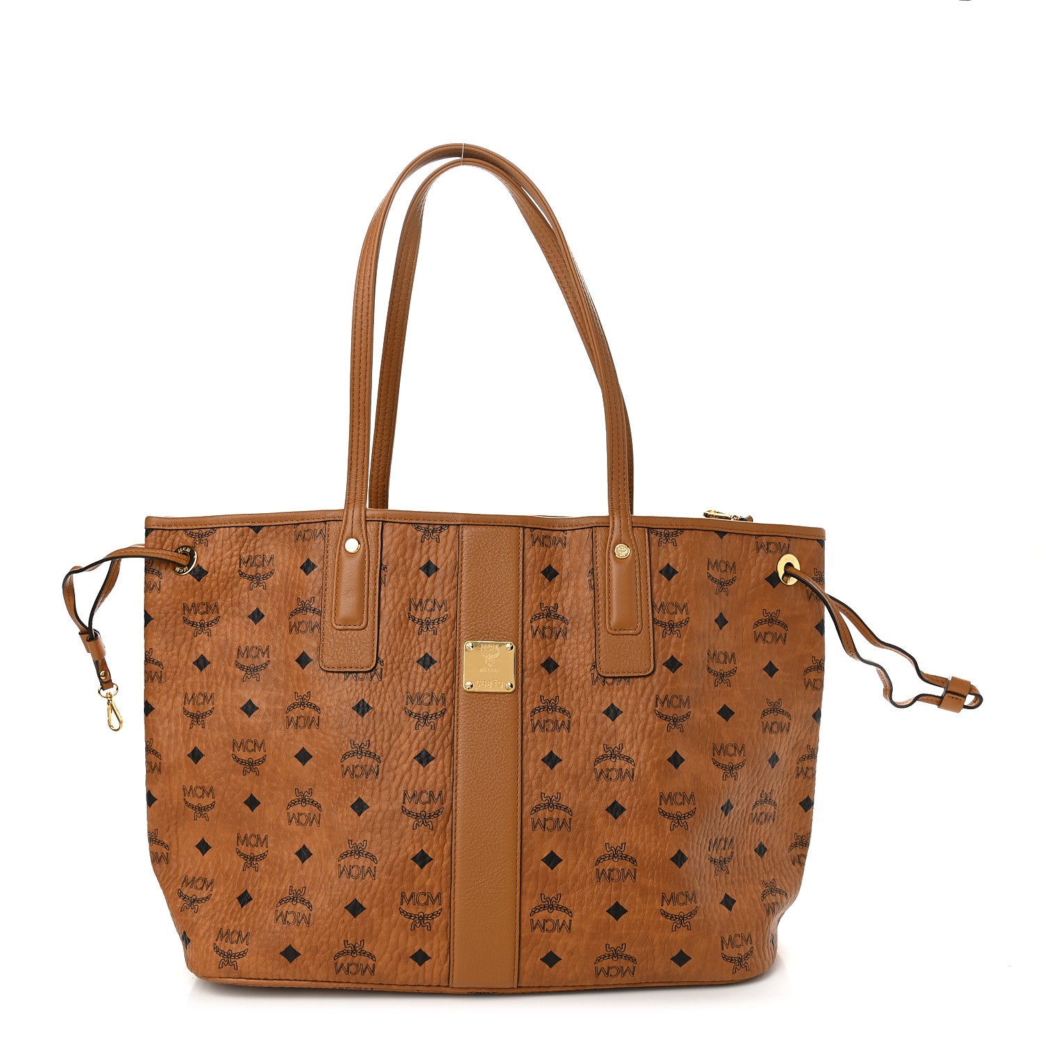 MCM Visetos Medium Liz Reversible Shopper Tote Cognac 2 of 15