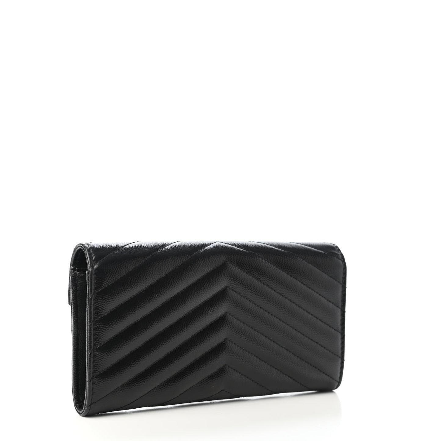 Grain De Poudre Matelasse Chevron Monogram Flap Wallet Black