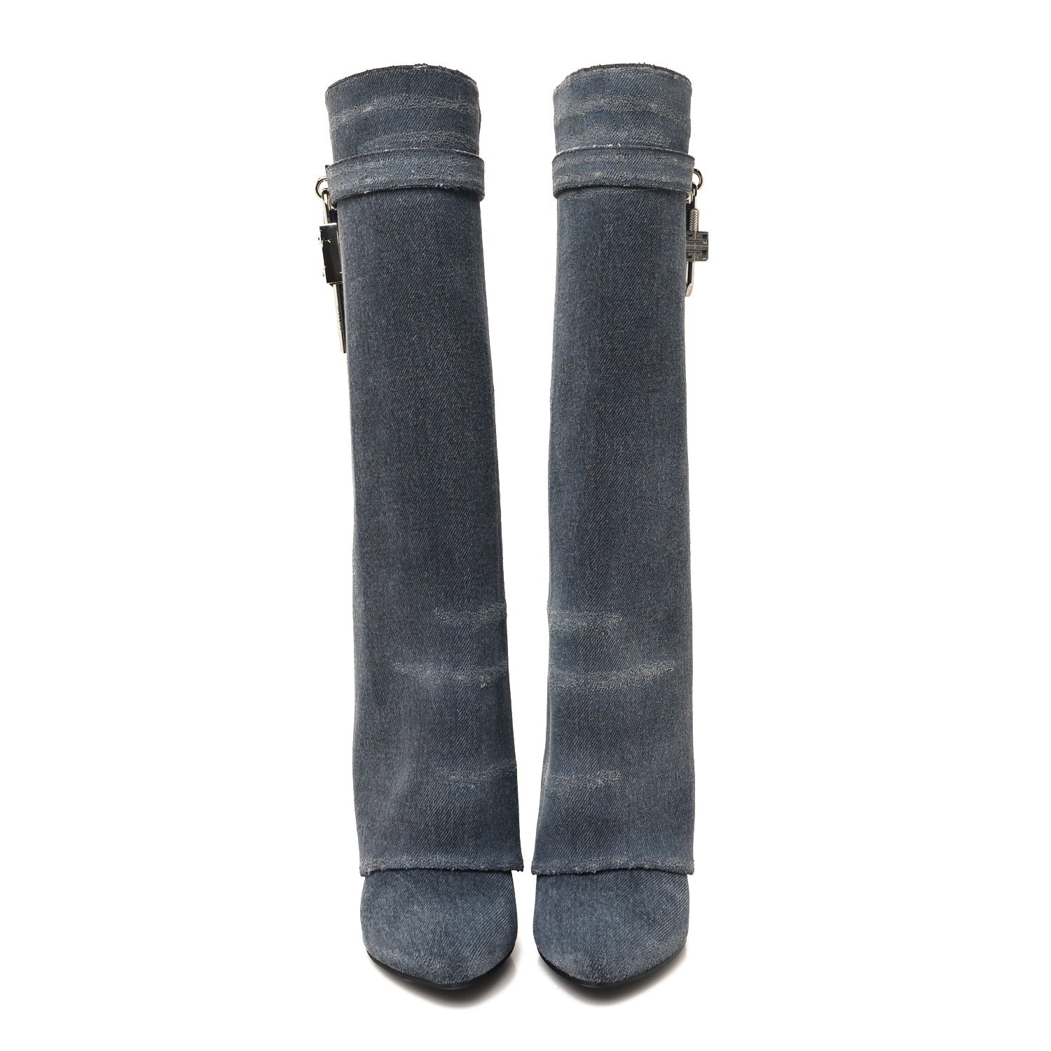 Givenchy Washed Denim Shark Lock Pant Boots 39 Black 2 of 8