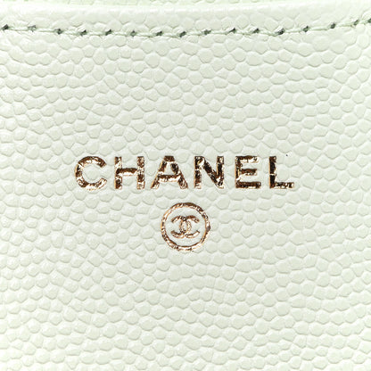 Chanel Caviar Quilted Flap Card Holder Wallet Light Green 6 of 10