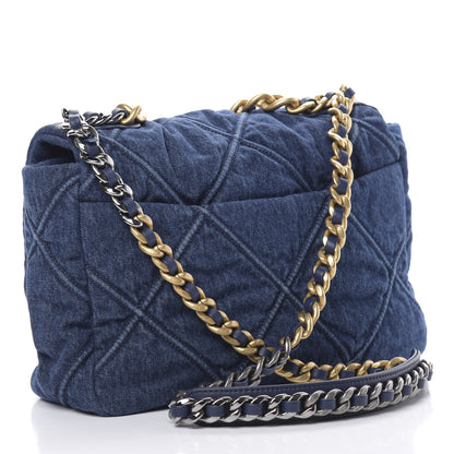Chanel Denim Quilted Large 19 Flap Blue 3 of 11