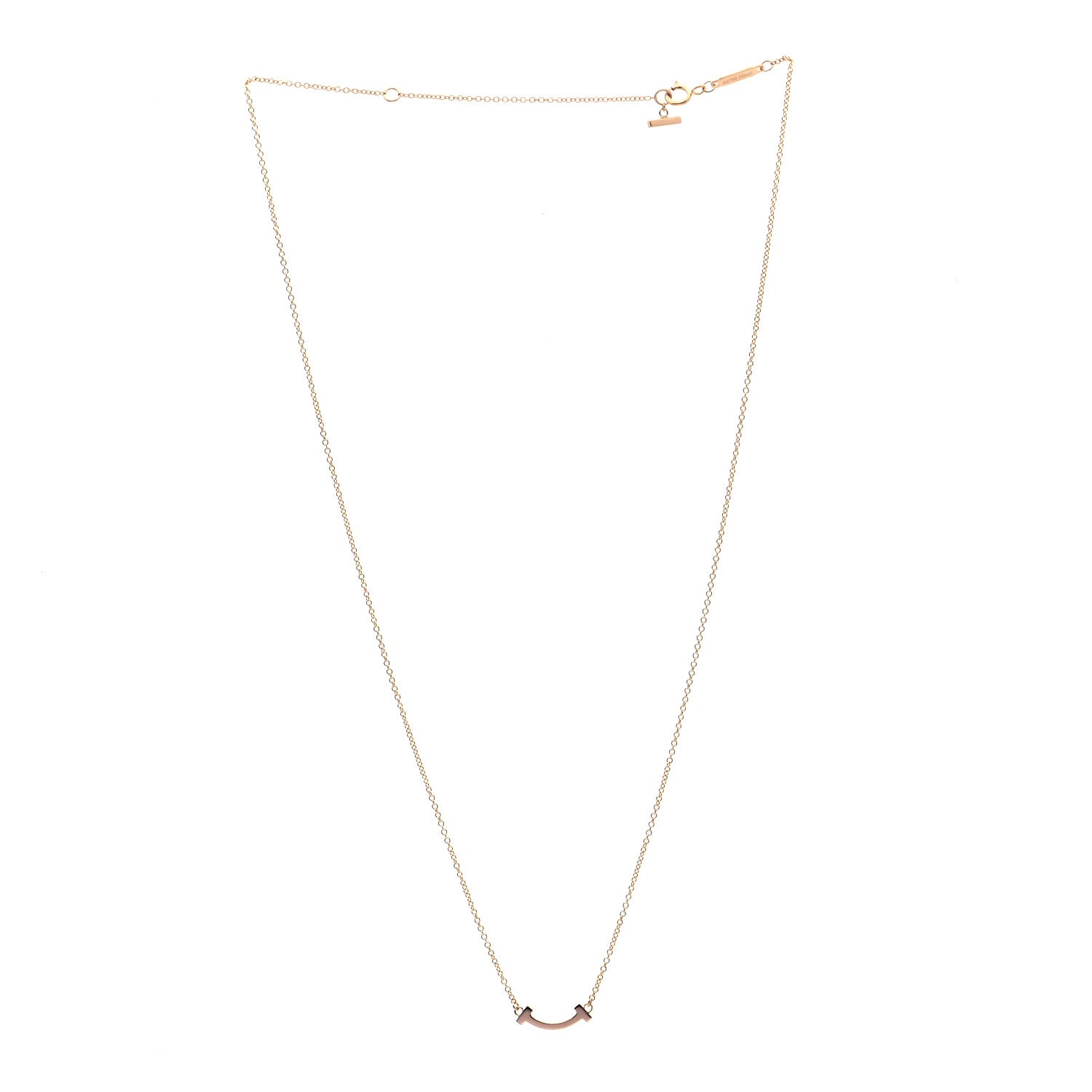 Tiffany 18K Rose Gold Mini T Smile Pendant Necklace 3 of 6
