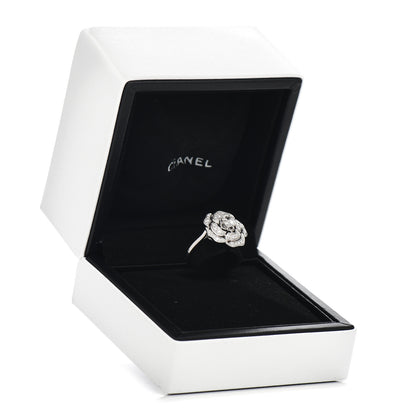Chanel 18K White Gold Diamond Small Bouton de Camelia Ring 47 4 6 of 6