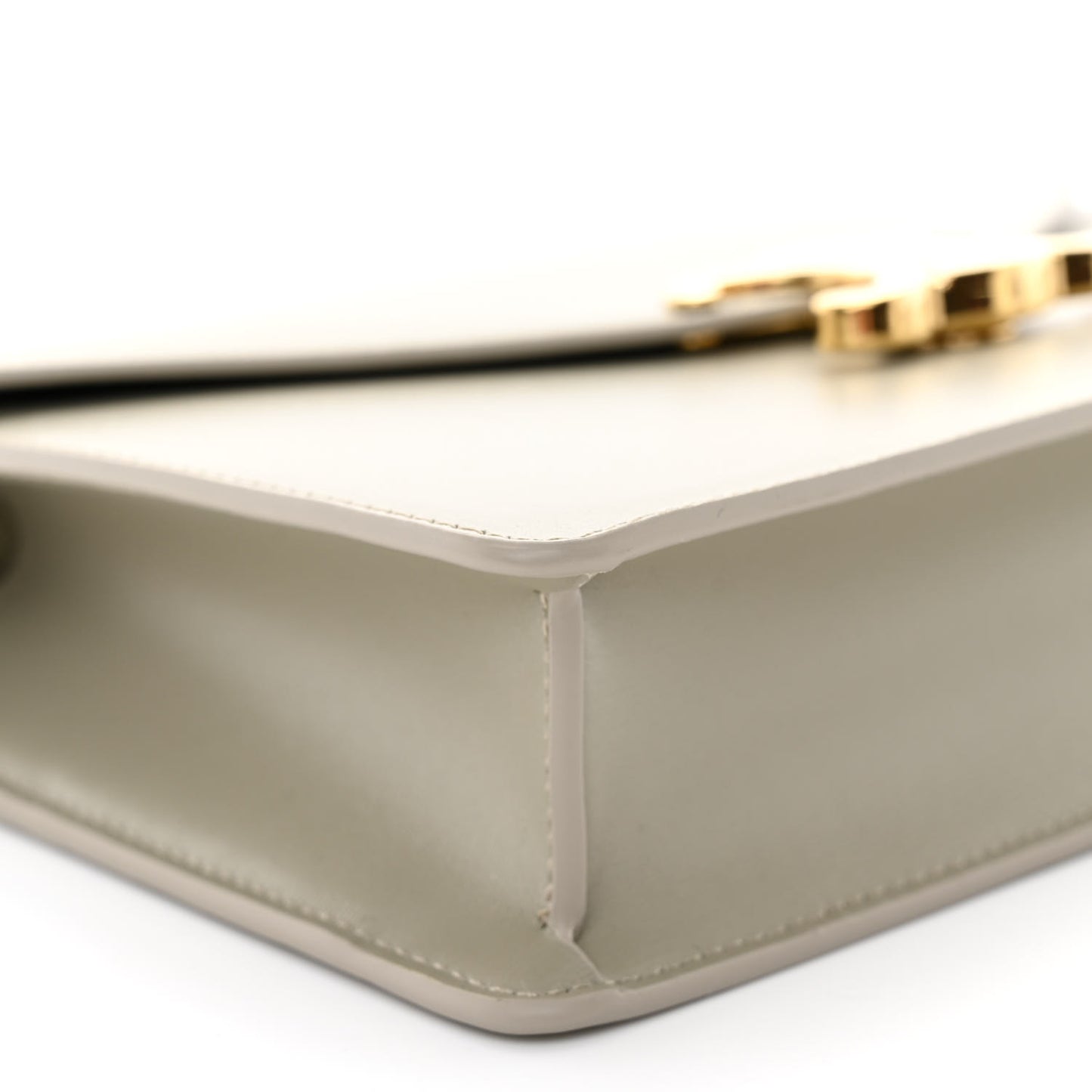 Shiny Calfskin Triomphe Margo Wallet on Chain Green Clay