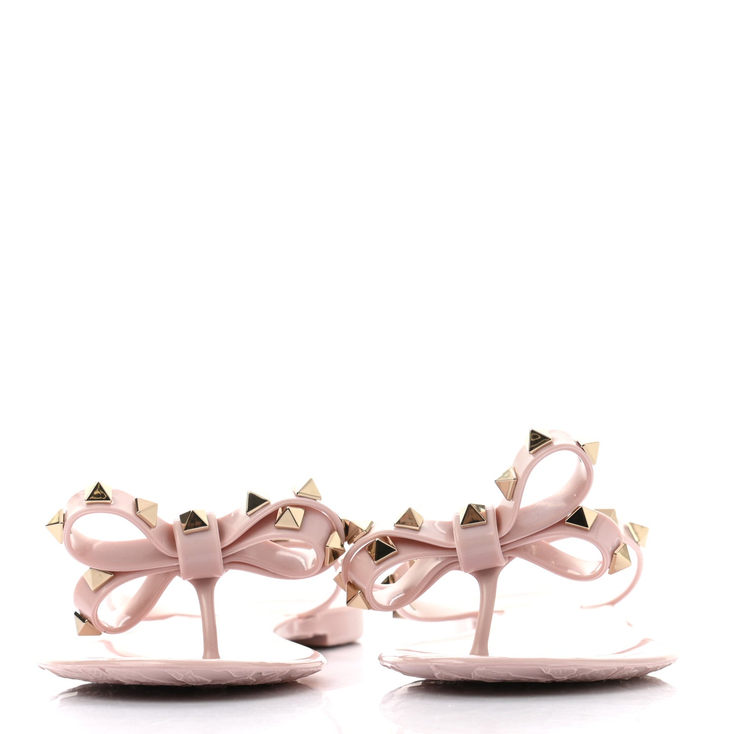 PVC Jelly Rockstud Bow Thong Sandals 35 Water Rose