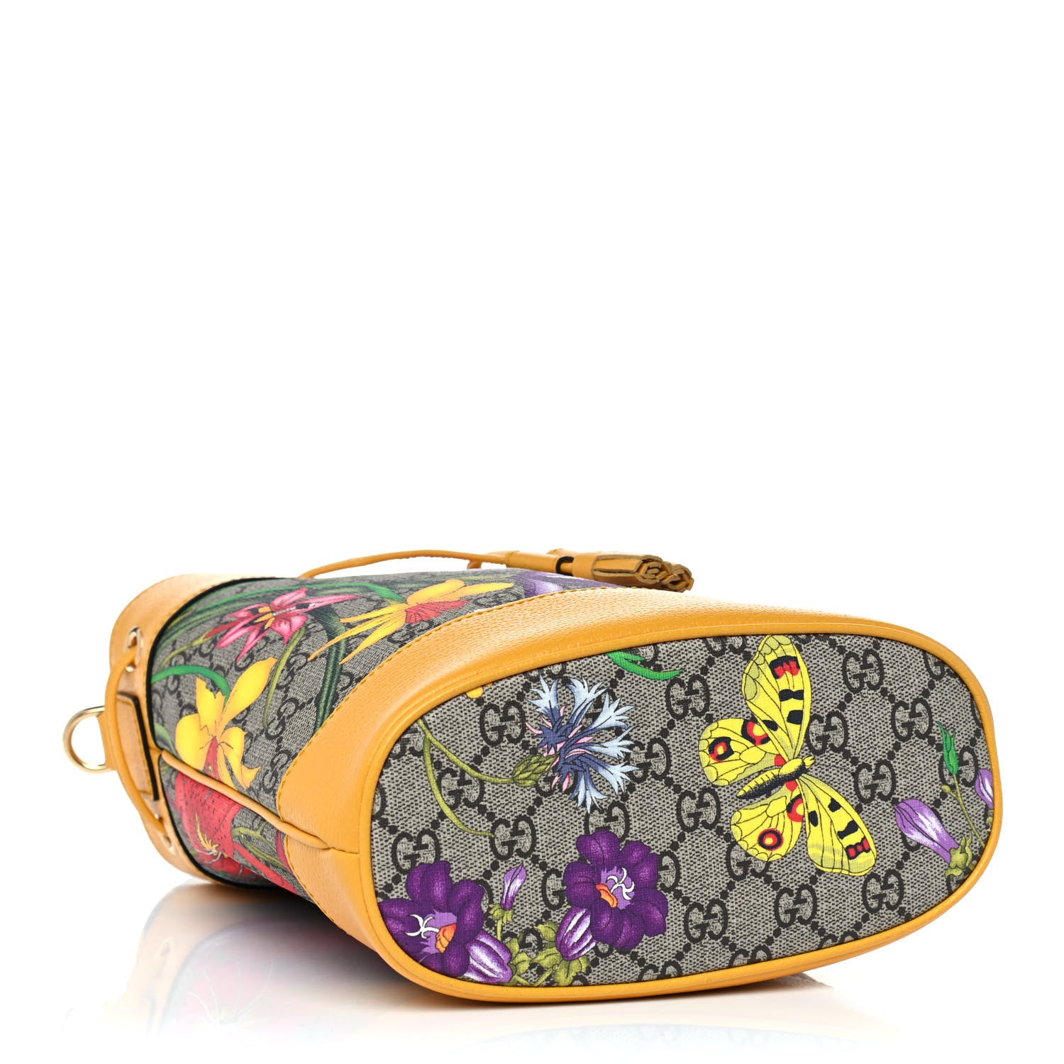 Gucci GG Supreme Monogram Flora Small Ophidia Bucket Bag Beige Multicolor Crop 4 of 10