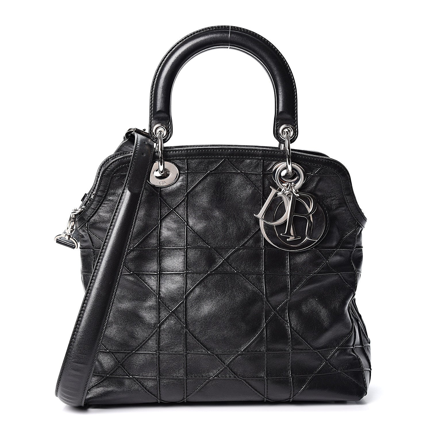 Christian Dior Lambskin Cannage Medium Granville Tote Black 1 of 9