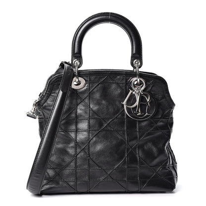 Christian Dior Lambskin Cannage Medium Granville Tote Black 1 of 9