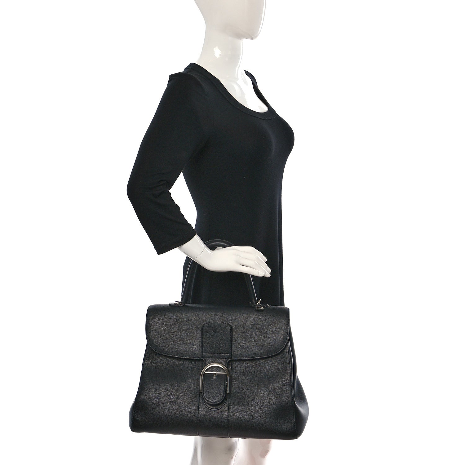 Delvaux Grained Calfskin GM Brillant Satchel Black 2 of 19