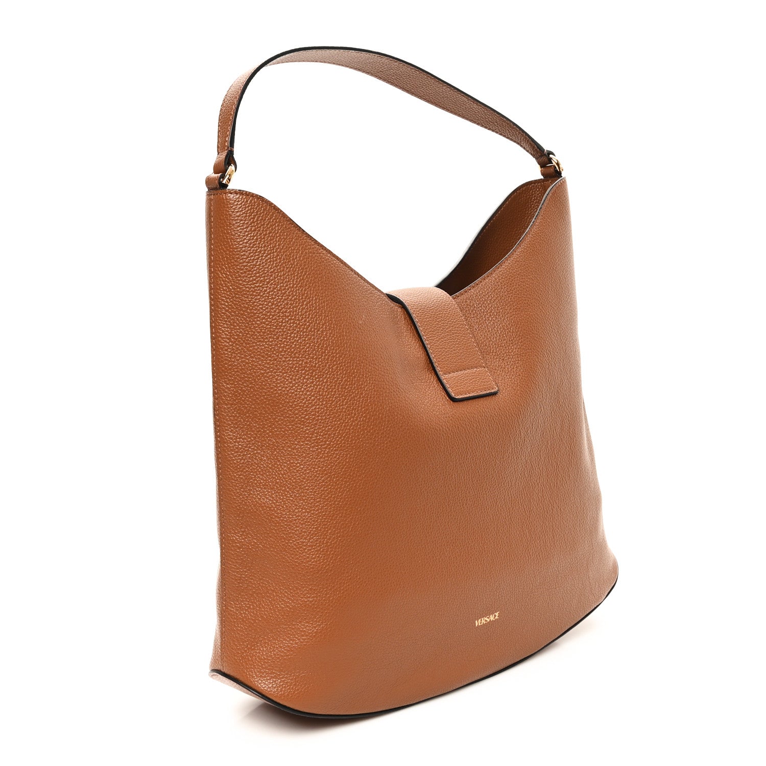 Versace Grainy Calfskin Virtus Hobo Caramel 3 of 9