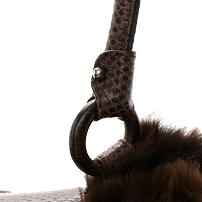 Salvatore Ferragamo Wood Beaded Lizard Mink Gancini Satchel Brown 10 of 10