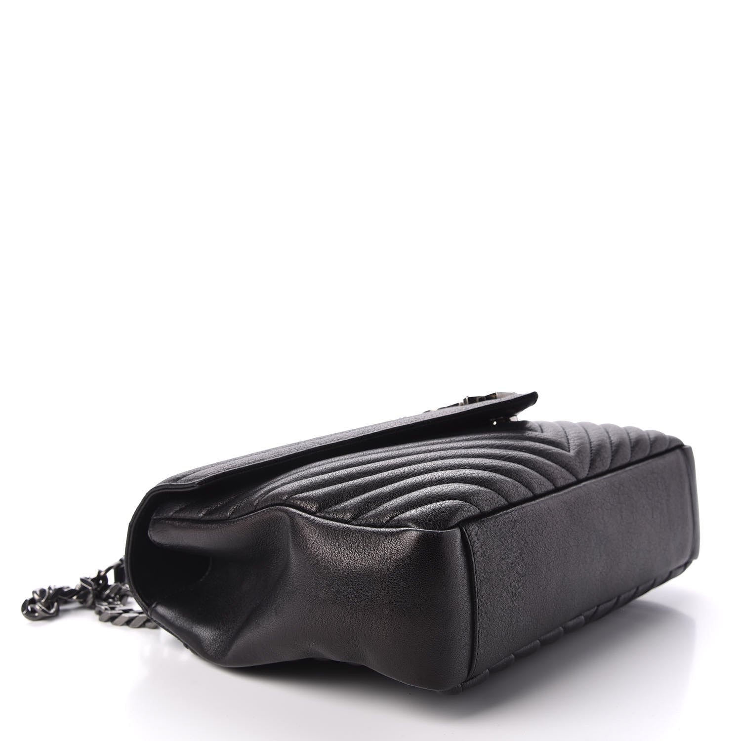 Saint Laurent Sheepskin Matelasse Chevron Monogram Monochrome Large College Satchel Black 4 of 10